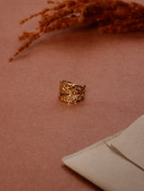Gold Openwork Crossover Adjustable Ring