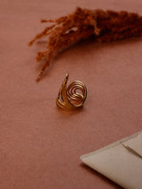 Gold Openwork Spiral Adjustable Ring