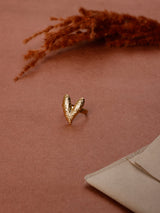 Gold Hammered Heart Adjustable Ring