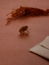 Gold Molten Leaf Disc Adjustable Ring
