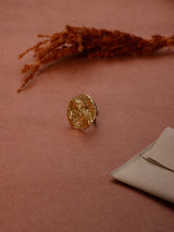Gold Molten Leaf Disc Adjustable Ring