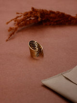 Gold Multi-line Band Adjustable Ring