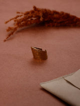 Gold Multi-line Band Adjustable Ring