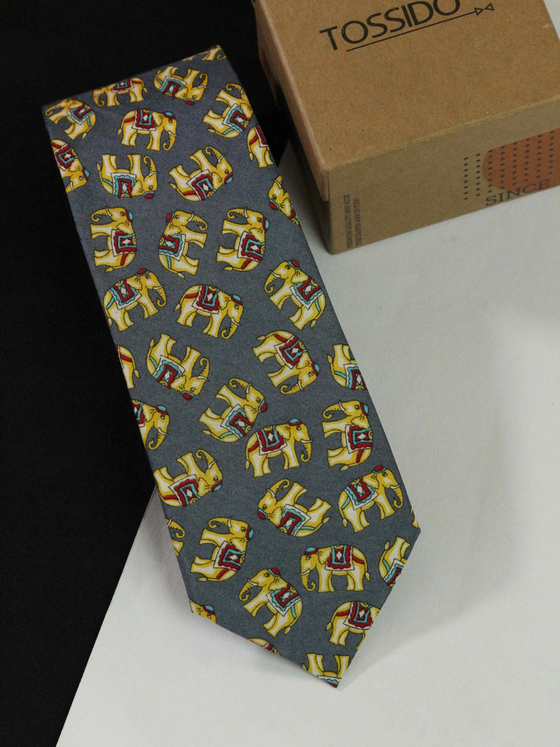 Pachyderm Printed Silk Necktie