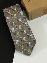 Grey Elephant Printed Silk Necktie