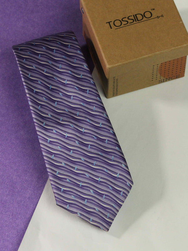 Purple Abstract Printed Silk Necktie