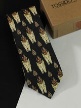 Black Elephant Printed Silk Necktie