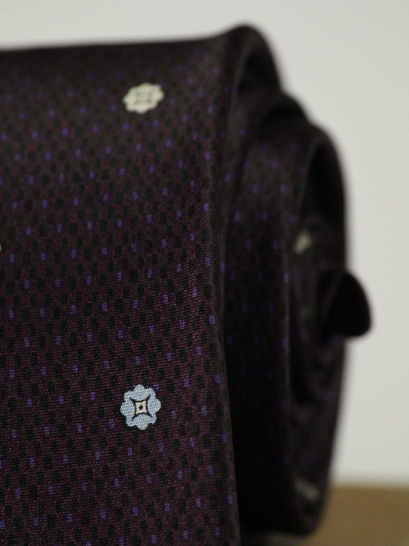 Purple Geometric Printed Silk Necktie