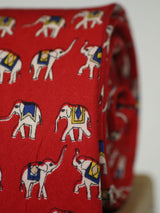 Red Elephant Printed Silk Necktie