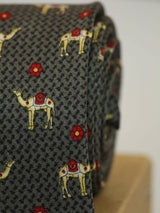 Grey Camel Printed Silk Necktie