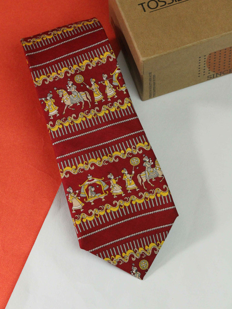 Red Novelty Printed Silk Necktie