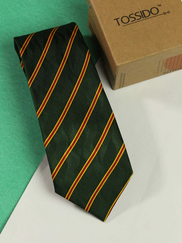 Green Stripe Printed Silk Necktie