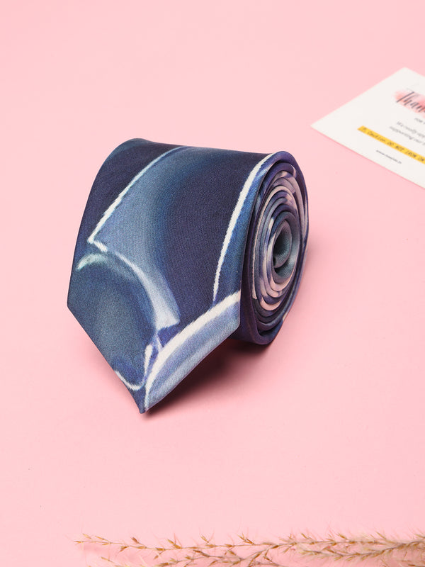 Blue Abstract Printed Silk Tie
