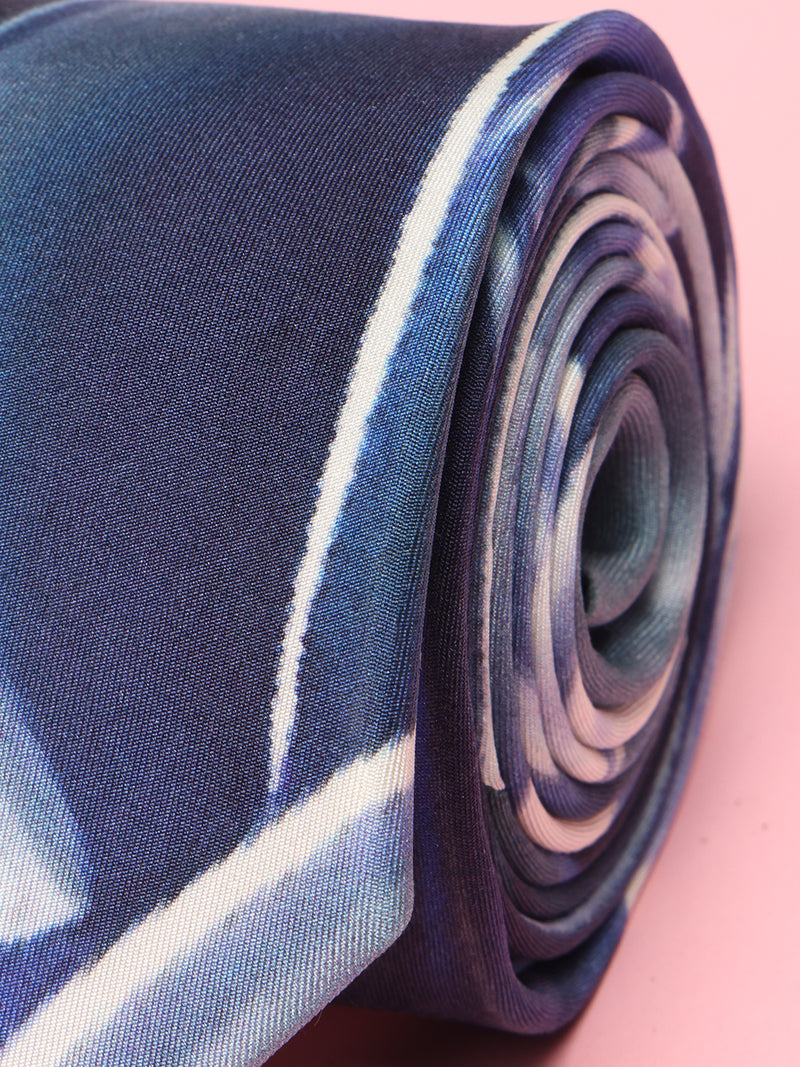 Blue Abstract Printed Silk Tie