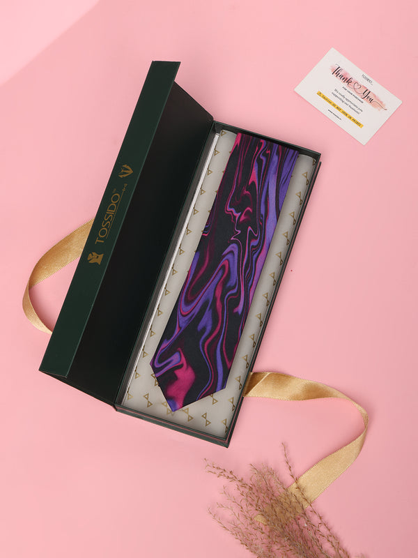 Purple Abstract Printed Silk Tie