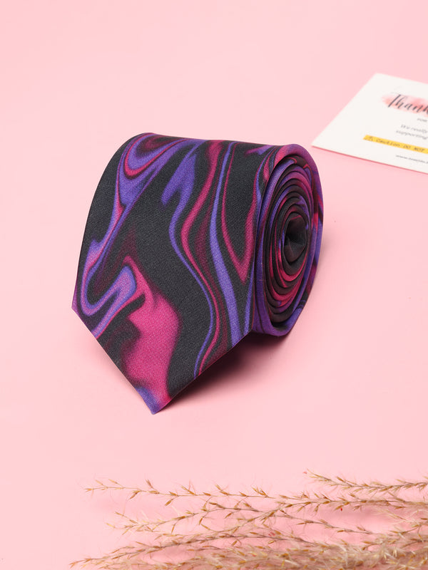 Purple Abstract Printed Silk Tie
