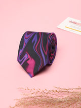 Purple Abstract Printed Silk Tie (Slight Defected)