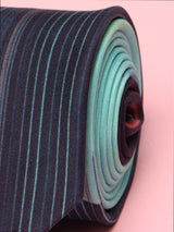 Aqua & Midnight Stripe Printed Silk Tie