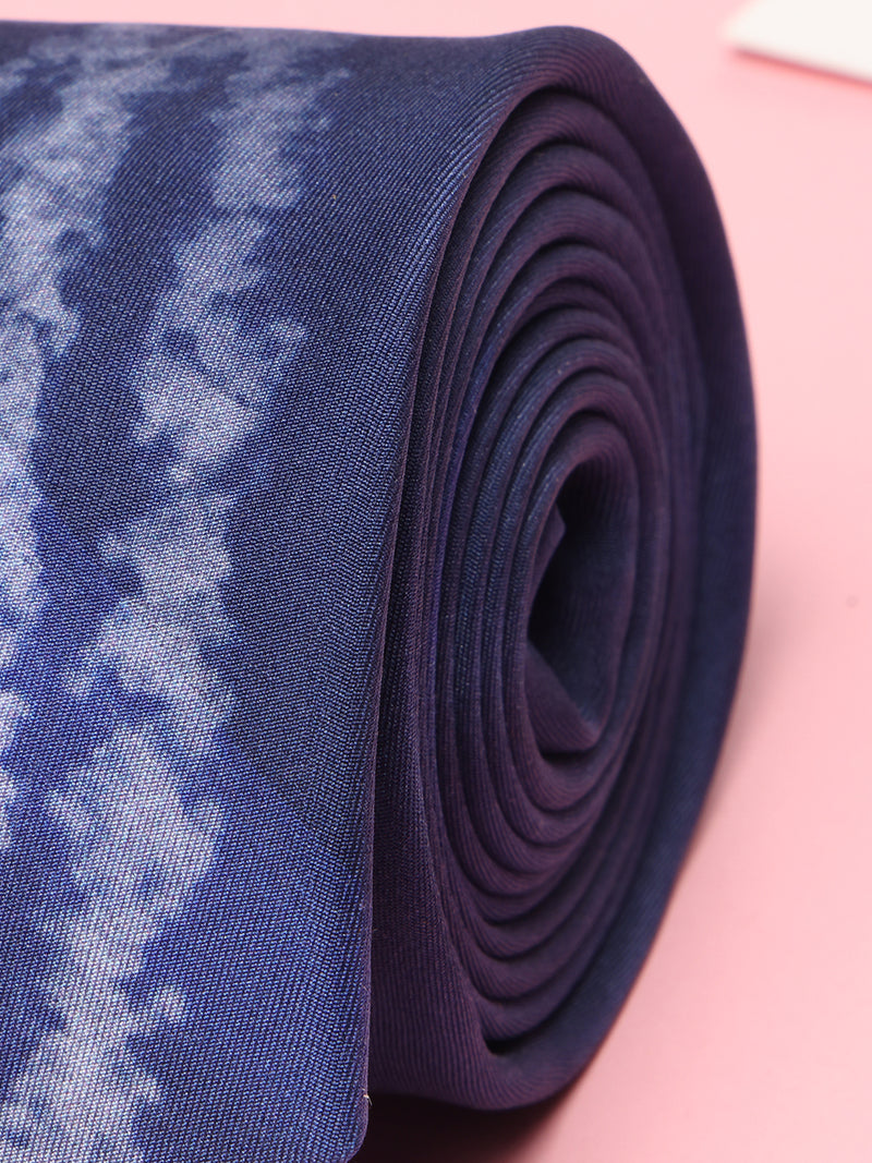 Blue Novelty Printed Silk Tie