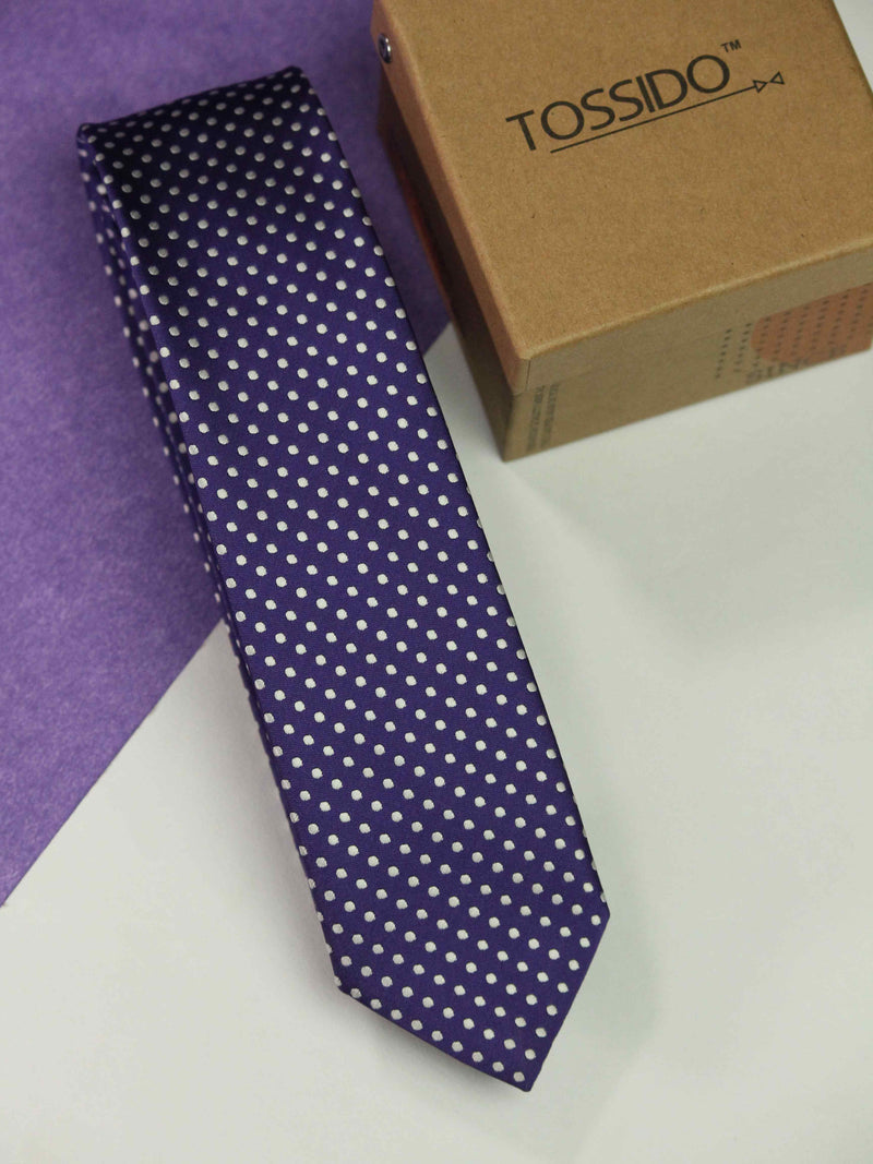 Purple Polka Skinny Necktie