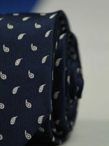 Navy Blue Paisley Skinny Necktie