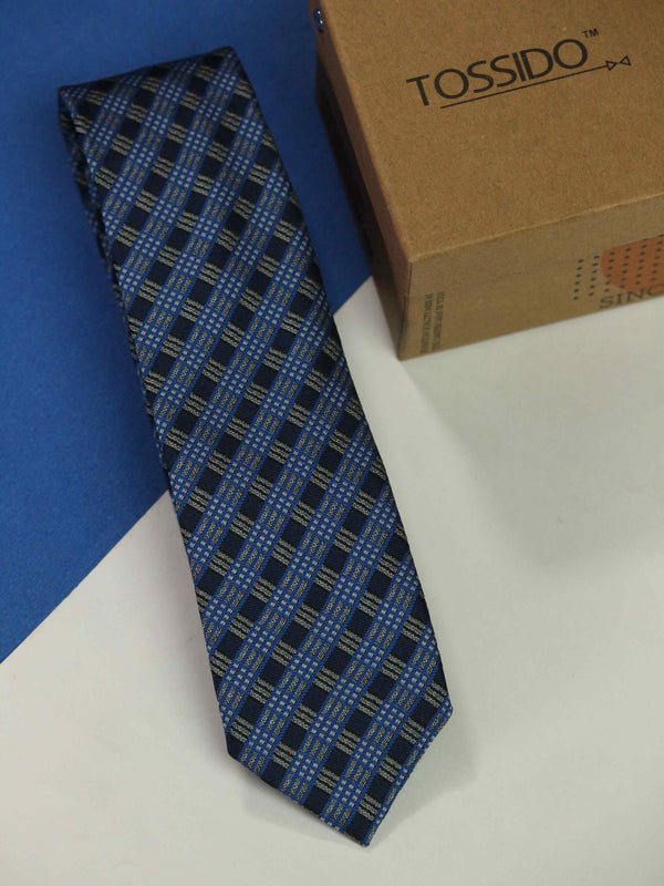 Blue Check Skinny Necktie