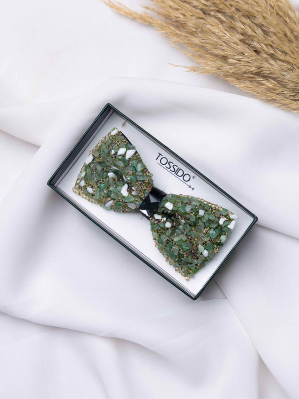 Emerald Crystal Gemstone Bowtie