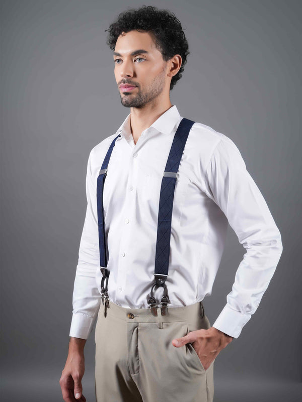 Refined Navy Blue Suspender