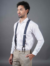 Blue Striped Elastic Suspender