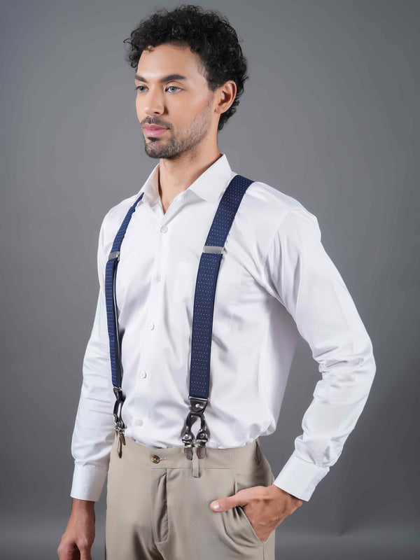 Navy Blue Dot Elastic Suspender