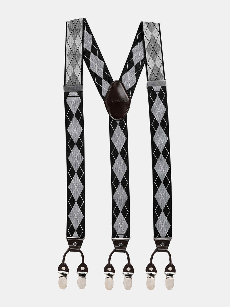 Grey & Black Checkered Suspender 