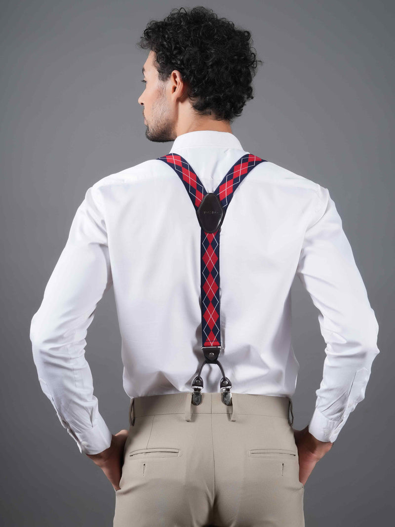 Blue & Red Checkered Suspender 