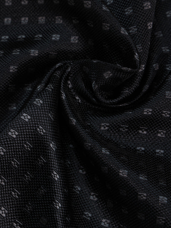 Black Geometric Jacquard Pocket Square