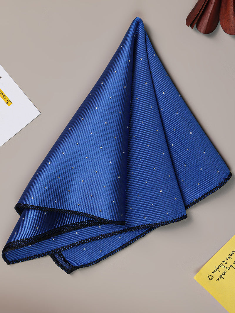 Blue Geometric Jacquard Pocket Square