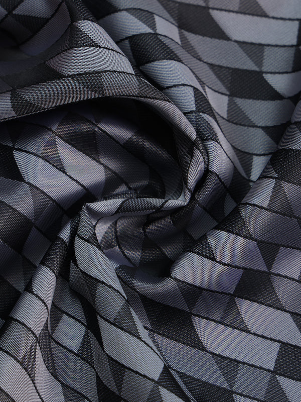 Grey Geometric Jacquard Pocket Square