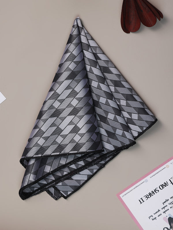 Grey Geometric Jacquard Pocket Square