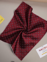 Maroon Geometric Jacquard Pocket Square