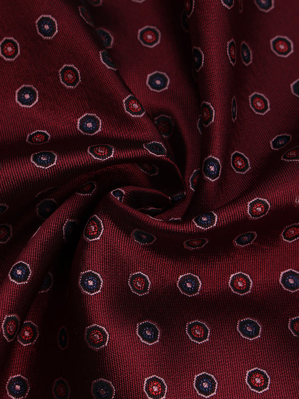 Maroon Geometric Jacquard Pocket Square