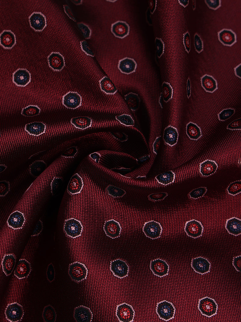 Maroon Geometric Jacquard Pocket Square