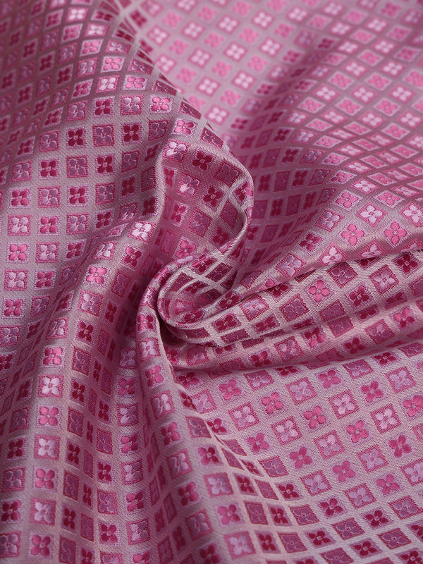 Pink Geometric Jacquard Pocket Square