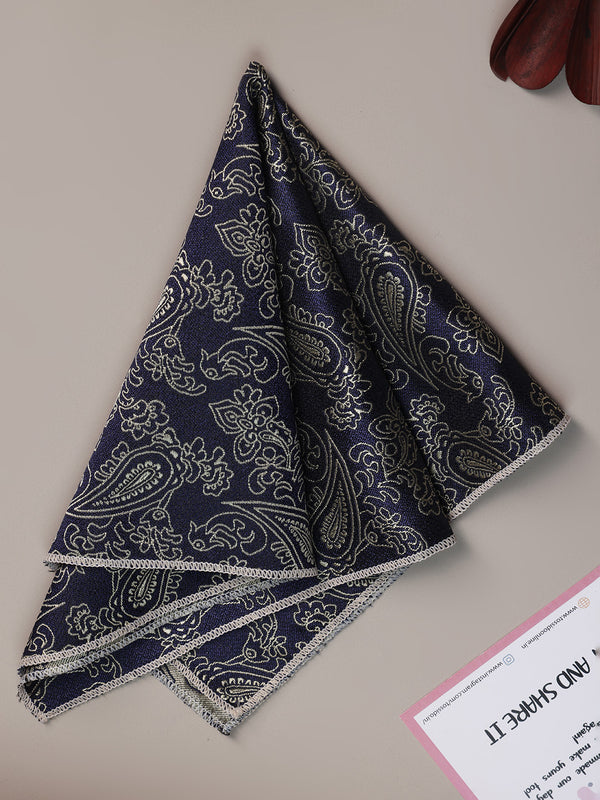 Blue Paisley Jacquard Pocket Square