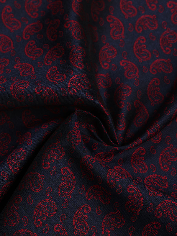 Blue & Maroon Paisley Jacquard Pocket Square