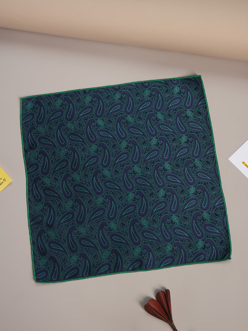 Blue & Green Paisley Jacquard Pocket Square