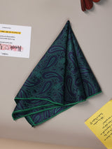 Blue & Green Paisley Jacquard Pocket Square