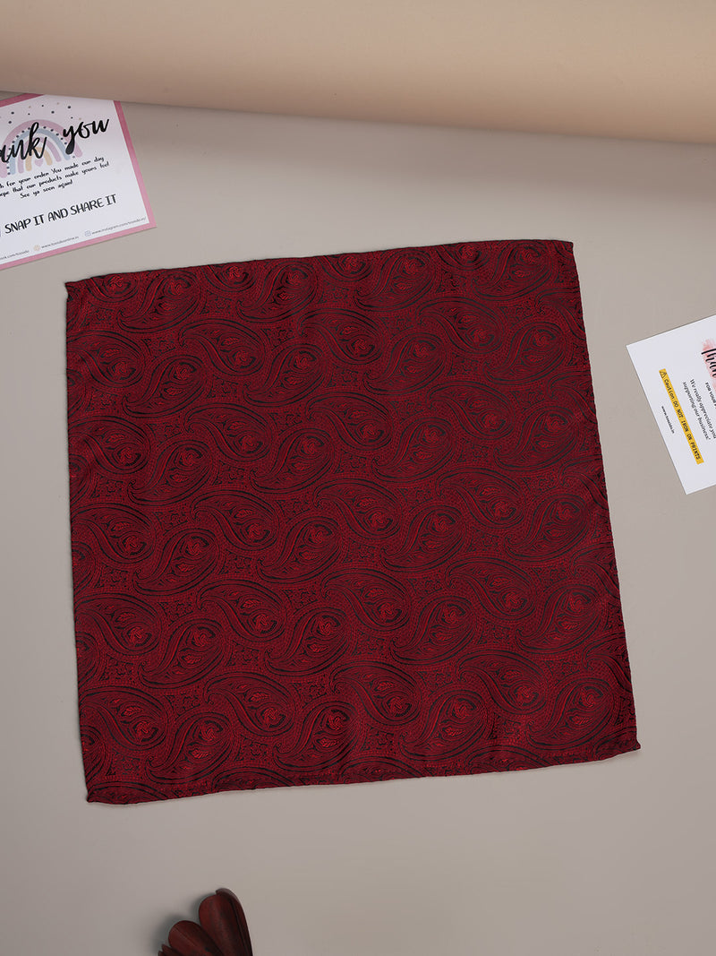 Maroon Paisley Jacquard Pocket Square