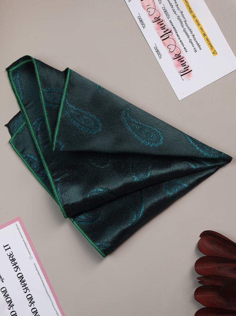 Teal Paisley Jacquard Pocket Square