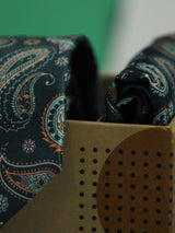 Green Paisley Printed Necktie and Pocket Square Set