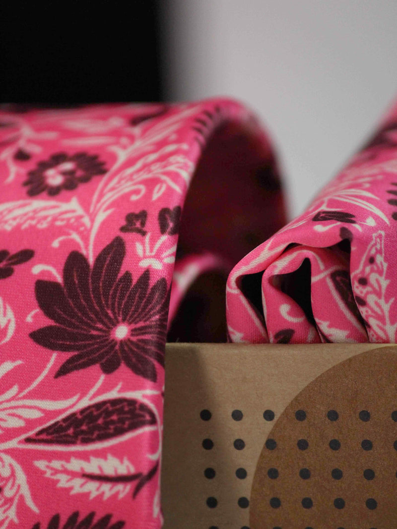 Pink Paisley Printed Necktie and Pocket Square Set