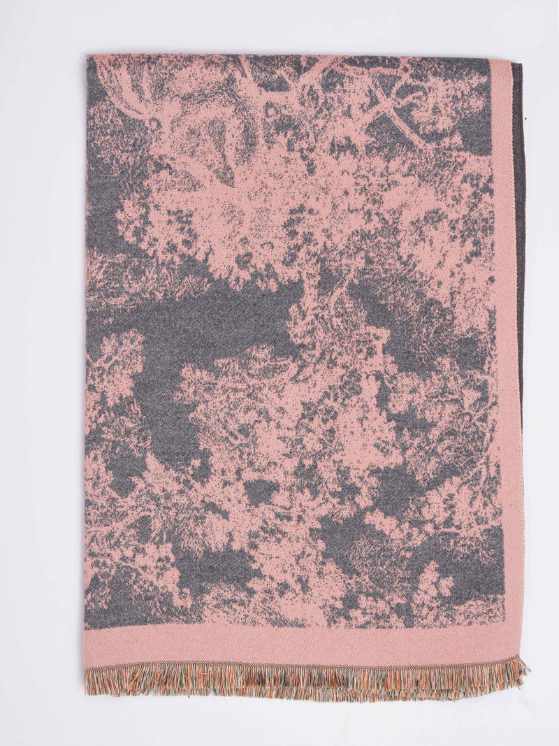 Pink & Grey Floral Premium Muffler