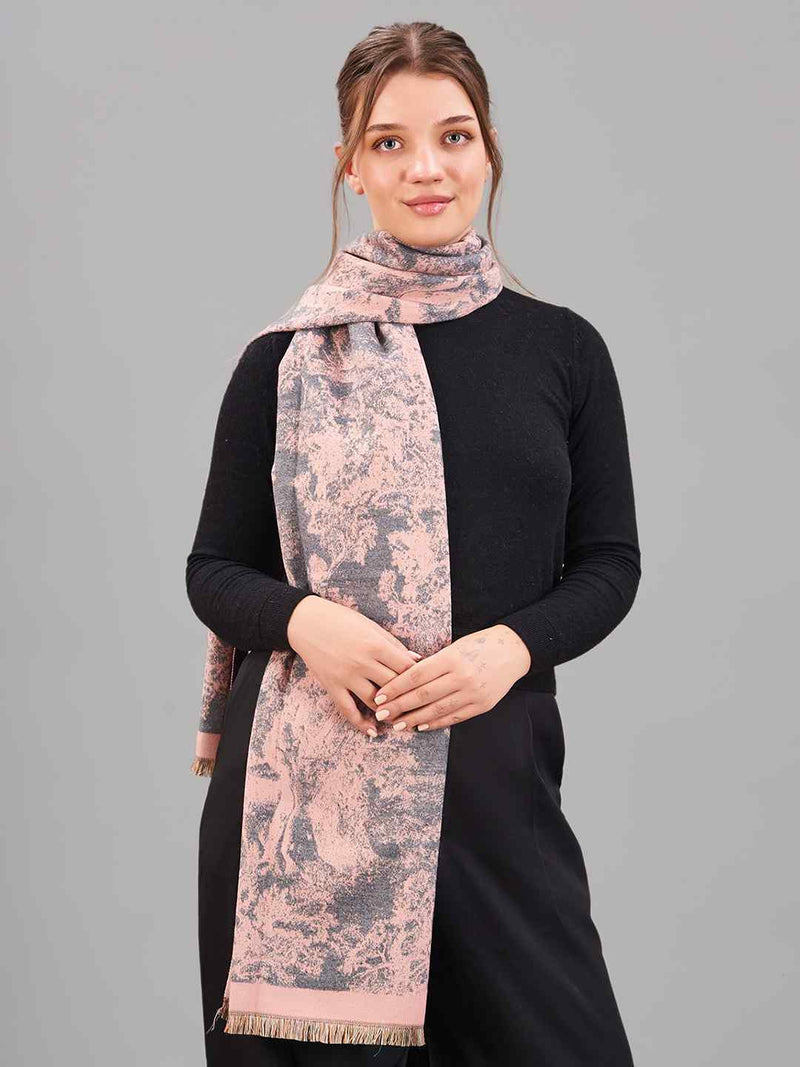 Pink & Grey Floral Premium Muffler